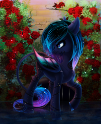 Size: 1024x1260 | Tagged: safe, artist:bastet-catmew, derpibooru import, oc, oc:brianna, bat pony, pony, female, flower, mare, rose, solo