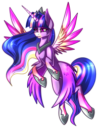 Size: 685x884 | Tagged: safe, artist:derpsonhooves, twilight sparkle, twilight sparkle (alicorn), alicorn, pony, seraph, seraphicorn, female, flying, four wings, mare, multiple wings, older twilight, simple background, solo, transparent background, ultimate twilight