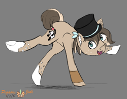 Size: 2000x1561 | Tagged: safe, artist:floofyfoxcomics, oc, oc only, oc:soda, earth pony, pony, hat, male, simple background, sketch, solo, stallion, top hat