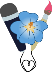 Size: 725x1000 | Tagged: safe, artist:binkyt11, derpibooru import, oc, oc:coral blossom, commission, cutie mark, cutie mark only, flower, heart, hibiscus, inkscape, microphone, no pony, paintbrush, simple background, transparent background, vector