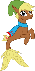 Size: 1257x2511 | Tagged: safe, artist:sketchmcreations, derpibooru import, quarter hearts, seapony (g4), flutter brutter, clothes, hat, link, scarf, seaponified, simple background, species swap, the legend of zelda, transparent background, vector