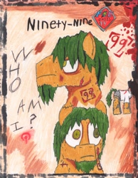 Size: 4952x6393 | Tagged: safe, artist:oatmeal155, derpibooru import, oc, oc only, oc:ninety-nine, pony, fallout equestria, fallout equestria: oasis 99, absurd resolution, blood, solo, traditional art