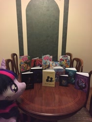 Size: 2448x3264 | Tagged: safe, artist:silly-filly1337, twilight sparkle, pony, book, irl, photo, plushie