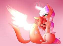 Size: 1900x1400 | Tagged: safe, artist:hyshyy, derpibooru import, oc, oc:charlie, oc:eliza, pony, unicorn, artificial wings, augmented, crying, female, magic, magic wings, male, mare, sitting, solo, stallion, wings