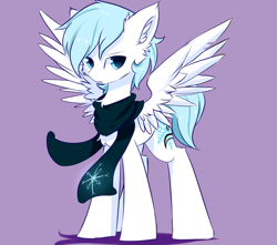 Size: 1700x1500 | Tagged: safe, artist:heddopen, derpibooru import, oc, oc only, pegasus, pony, clothes, ear fluff, male, scarf, simple background, solo, spread wings, wings