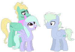 Size: 825x573 | Tagged: safe, artist:puffydashie01, derpibooru import, flitter, zephyr breeze, oc, oc:sparkle bow, pegasus, pony, bow, hair bow, male, offspring, parent:zephyr breeze, parents:zephlitter, simple background, stallion, transparent background, trio, zephlitter