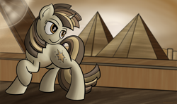 Size: 2552x1510 | Tagged: safe, artist:ashtoneer, twilight sparkle, pony, crossover, overwatch, pyramid, sepia tone, solo