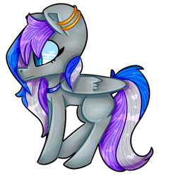 Size: 1315x1377 | Tagged: artist needed, safe, derpibooru import, oc, oc only, oc:lunacae, pegasus, pony, choker, ear piercing, earring, heart eyes, jewelry, piercing, side view, simple background, solo, transparent background, wingding eyes