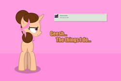 Size: 3000x2000 | Tagged: safe, artist:estories, derpibooru import, oc, oc:pink rose, oc:think pink, unicorn, ask, deviantart, featureless crotch, female, high res, mare, plot, rule 63, solo