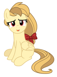 Size: 2941x3925 | Tagged: safe, artist:estories, derpibooru import, oc, oc only, oc:alice goldenfeather, pegasus, pony, bow, female, high res, mare, simple background, sitting, solo, transparent background, vector