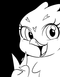 Size: 700x900 | Tagged: safe, artist:haden-2375, derpibooru import, gabby, griffon, black and white, grayscale, monochrome