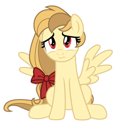 Size: 3157x3320 | Tagged: safe, artist:estories, derpibooru import, oc, oc only, oc:alice goldenfeather, pegasus, pony, bow, female, high res, mare, simple background, sitting, solo, transparent background, vector