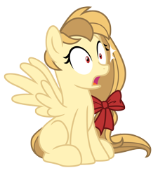 Size: 3320x3693 | Tagged: safe, artist:estories, derpibooru import, oc, oc only, oc:alice goldenfeather, pegasus, pony, bow, female, high res, mare, simple background, sitting, solo, transparent background, vector, wide eyes