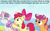 Size: 832x512 | Tagged: safe, derpibooru import, edit, edited screencap, screencap, apple bloom, scootaloo, sweetie belle, campfire tales, adorabloom, bow, captain obvious, cropped, cute, cutealoo, cutie mark, cutie mark crusaders, department of redundancy department, diasweetes, flower, flower in hair, grammar error, hair bow, text, the cmc's cutie marks, waterfall