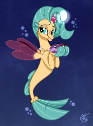 Size: 895x1210 | Tagged: safe, artist:unclescooter, derpibooru import, princess skystar, seapony (g4), my little pony: the movie, clam, female, shelldon, shelly, smiling, solo, underwater