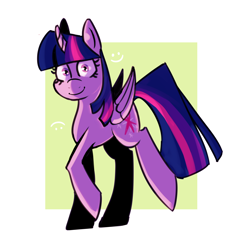 Size: 7200x7200 | Tagged: safe, artist:declowffee, derpibooru import, twilight sparkle, twilight sparkle (alicorn), alicorn, pony, abstract background, absurd resolution, cutie mark, female, looking at you, mare, redraw, smiling, solo, walking