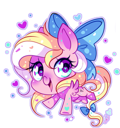 Size: 575x612 | Tagged: safe, artist:ipun, derpibooru import, oc, oc only, oc:bay breeze, pegasus, pony, blushing, bow, chibi, cute, female, hair bow, heart, heart eyes, looking at you, mare, simple background, solo, tail bow, transparent background, wingding eyes