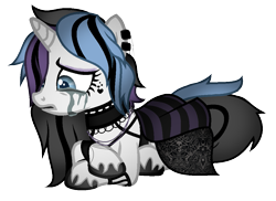 Size: 1053x767 | Tagged: safe, artist:angelofthewisp, derpibooru import, oc, oc:sugar skull (angelofthewisp), pony, unicorn, clothes, crying, female, mare, simple background, skirt, solo, transparent background