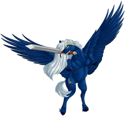 Size: 990x915 | Tagged: safe, artist:bijutsuyoukai, derpibooru import, oc, oc:swordscolt, pegasus, pony, male, mouth hold, simple background, solo, stallion, sword, transparent background, weapon