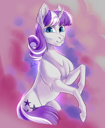 Size: 1600x1933 | Tagged: safe, artist:hollybright, derpibooru import, twilight velvet, pony, unicorn, female, mare, rearing, smiling, solo