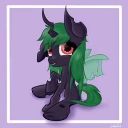 Size: 1000x1000 | Tagged: safe, artist:upsidedownpanda, oc, oc only, changeling, solo