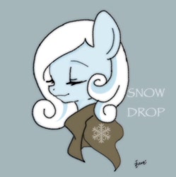 Size: 742x746 | Tagged: safe, artist:zoomiso, derpibooru import, oc, oc:snowdrop, pegasus, pony, bust, cloak, clothes, cute, eyes closed, female, filly, simple background, smiling, solo