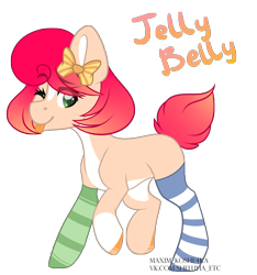 Size: 3767x4022 | Tagged: safe, artist:hellishprogrammer, derpibooru import, oc, oc:jelly belly, earth pony, pony, clothes, female, mare, one eye closed, simple background, socks, solo, striped socks, tongue out, transparent background, wink