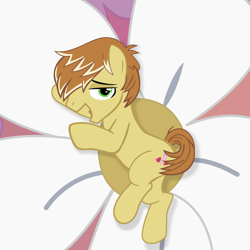 Size: 5000x5000 | Tagged: safe, artist:frownfactory, feather bangs, earth pony, pony, hard to say anything, absurd resolution, bedroom eyes, cutie mark, flower, looking at you, male, on side, overhead view, solo, stupid sexy feather bangs, vector