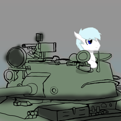 Size: 1600x1600 | Tagged: safe, artist:fluor1te, double diamond, pony, solo, t-62, tank (vehicle)