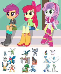 Size: 748x900 | Tagged: safe, artist:wolf, derpibooru import, apple bloom, scootaloo, sweetie belle, equestria girls, cutie mark crusaders, pokémon, pokémon team