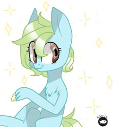 Size: 459x512 | Tagged: safe, artist:kilka-chan-yana, oc, oc only, earth pony, pony, chest fluff, smiling, solo, sparkles