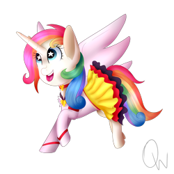 Size: 3000x3000 | Tagged: safe, artist:queenwildfire, derpibooru import, oc, oc only, oc:rainbow dream, unicorn, clothes, cosplay, costume, eternal sailor moon, excited, female, mare, open mouth, running, simple background, skirt, solo, starry eyes, transparent background, wingding eyes