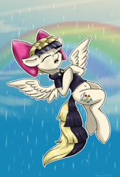 Size: 2053x3031 | Tagged: safe, artist:php97, derpibooru import, songbird serenade, my little pony: the movie, eyes closed, flying, open mouth, rain, rainbow, singing, solo