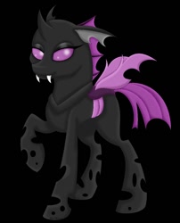 Size: 968x1200 | Tagged: safe, artist:skyraheartsong, oc, oc only, oc:azira gardner, changeling, black background, changeling oc, female, mare, purple changeling, simple background, solo