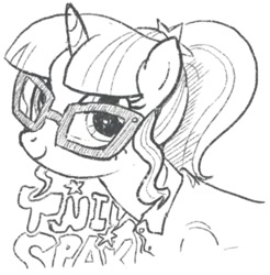 Size: 656x667 | Tagged: safe, artist:soshyqqq, derpibooru import, sci-twi, twilight sparkle, twilight sparkle (alicorn), alicorn, pony, female, glasses, mare, monochrome, solo