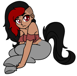 Size: 976x964 | Tagged: safe, artist:/d/non, derpibooru import, oc, oc only, oc:bella, satyr, looking at you, offspring, parent:oc:miss eri, simple background, solo, transparent background, undercut