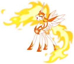 Size: 10305x8936 | Tagged: safe, artist:chrzanek97, daybreaker, pony, a royal problem, absurd resolution, eyes closed, fire, get, laughing, mane of fire, simple background, solo, spread wings, transparent background, vector, wings