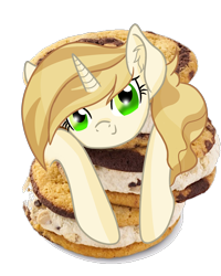 Size: 2000x2500 | Tagged: safe, artist:rainbowtashie, derpibooru import, sweet biscuit, unicorn, ben and jerrys, cookie, food, ice cream, simple background, solo, transparent background