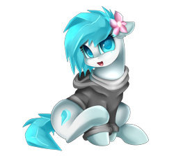 Size: 2918x2614 | Tagged: safe, artist:pridark, oc, oc only, oc:ice cubes, earth pony, pony, commission, cute, female, floppy ears, flower, flower in hair, looking at you, mare, ocbetes, simple background, smiling, solo, transparent background