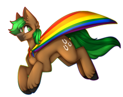 Size: 2055x1629 | Tagged: safe, artist:umiimou, derpibooru import, oc, oc:jaeger sylva, earth pony, pony, cape, clothes, gay pride flag, male, pride, pride flag, simple background, solo, stallion, transparent background