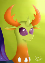 Size: 2480x3507 | Tagged: safe, artist:brianchoobrony-artie, thorax, changedling, changeling, bust, high res, king thorax, portrait, smiling, solo