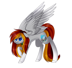 Size: 1943x1841 | Tagged: safe, artist:ohhoneybee, oc, oc only, oc:lightning hawk, pegasus, pony, colored pupils, female, floppy ears, mare, pawing the ground, simple background, solo, transparent background