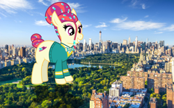 Size: 962x600 | Tagged: safe, artist:jerryakira79, derpibooru import, torch song, earth pony, pony, female, giant pony, highrise ponies, macro, ponytones outfit