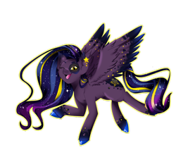 Size: 1024x874 | Tagged: safe, artist:buru-misu, derpibooru import, oc, oc only, oc:starry night, pegasus, pony, colored wings, colored wingtips, female, mare, one eye closed, simple background, solo, transparent background, wink