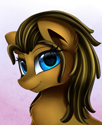 Size: 1446x1764 | Tagged: safe, artist:pridark, derpibooru import, oc, oc only, earth pony, pony, bust, chest fluff, commission, portrait, smiling, solo