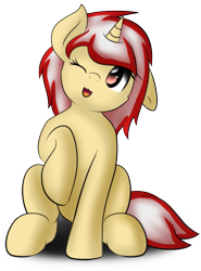 Size: 663x895 | Tagged: safe, artist:icy wings, oc, oc only, oc:flaria star, pony, unicorn, cute, one eye closed, simple background, solo, transparent background, wink