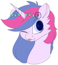 Size: 1725x1931 | Tagged: safe, artist:popcornhorns, oc, oc only, oc:sweet lily, pony, unicorn, bust, female, mare, portrait, simple background, solo, tongue out, transparent background