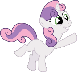 Size: 6814x6400 | Tagged: safe, artist:illumnious, sweetie belle, pony, unicorn, the cutie pox, .svg available, absurd resolution, female, filly, grin, missing cutie mark, raised hoof, simple background, smiling, solo, transparent background, vector