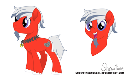 Size: 7463x4500 | Tagged: safe, artist:captshowtime, derpibooru import, oc, oc only, oc:mandaes ironheart, earth pony, pony, absurd resolution, chains, chainsaw, colt, commission, digital, digital art, facial hair, goatee, jewelry, male, movie accurate, necklace, reference, reference sheet, simple background, solo, stallion, style, transparent background, ych result