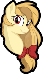 Size: 920x1567 | Tagged: safe, artist:tuppkam1, derpibooru import, oc, oc only, oc:alice goldenfeather, pony, bow, bust, female, mare, portrait, simple background, solo, transparent background